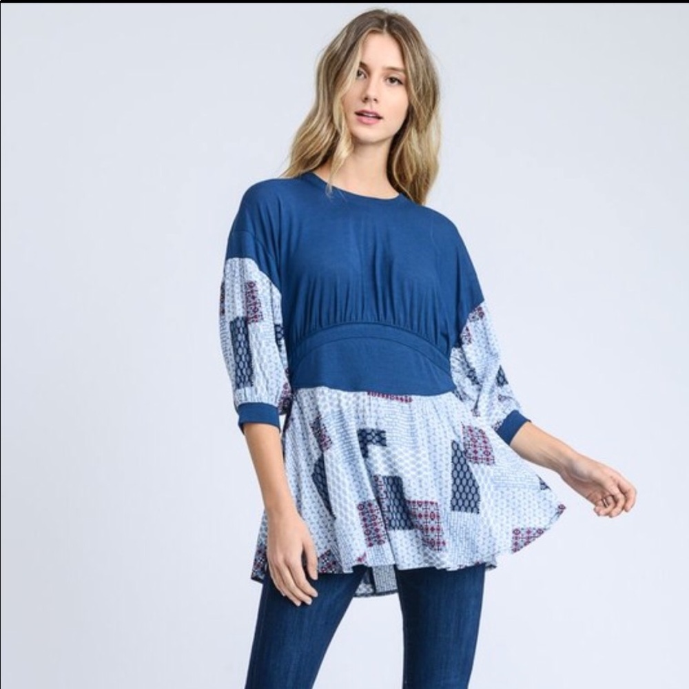 Solid and Print Mix Top